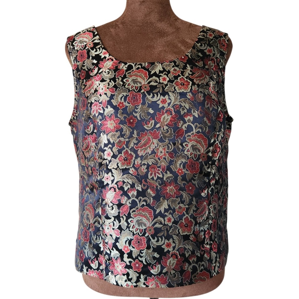 Miss Dorby Whimsigoth Dark Romance Satin Floral Brocade Top Size‎ 10 Tapestry